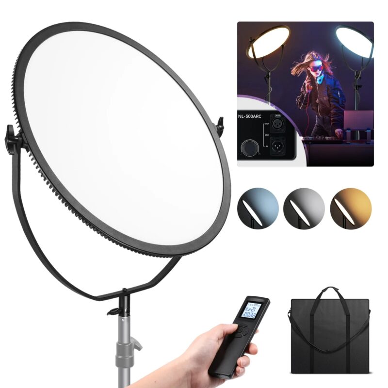 NEEWER Round Panel Video Light With 2.4G & DMX Control, 24inch 120W Bi-Color Edge Lit LED Flapjack Light With Bag-NL-500ARC/NL-360ARC/NL-200ARC - Image 2