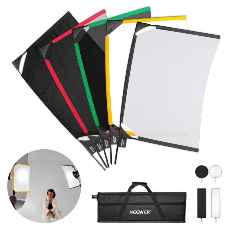 NEEWER Foldable Scrim Flag Kit, 5 In 1 Photography Flag Panel Lighting Reflector Diffuser Light Modifier Shaper For Soft - Image 2