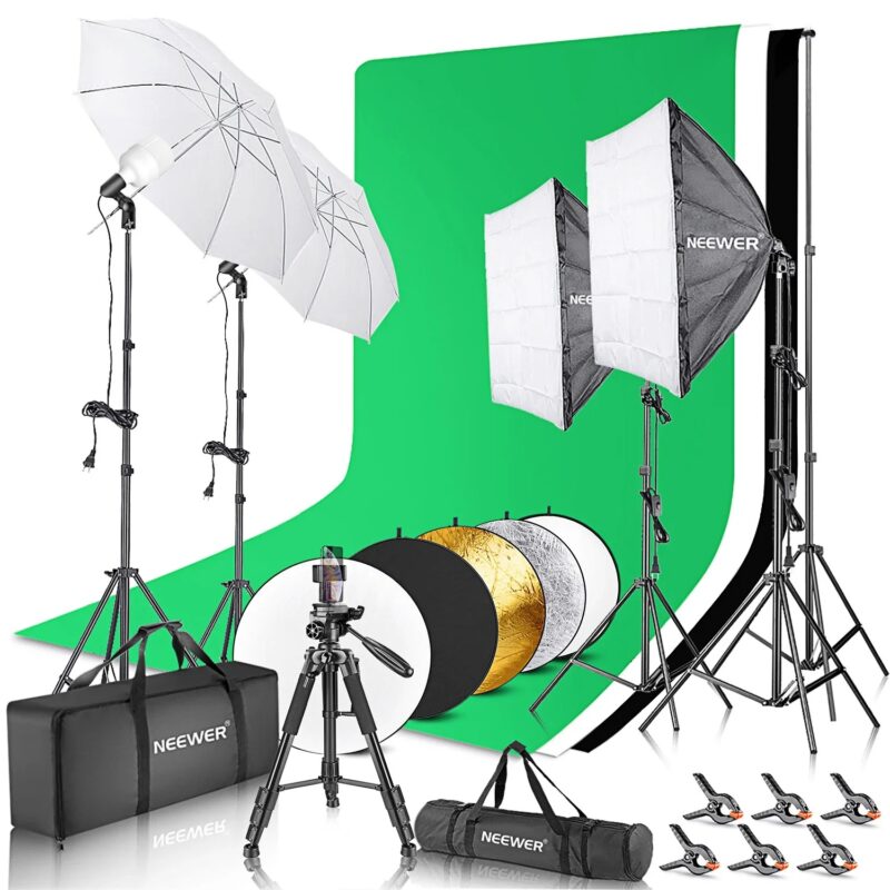 Neewer Complete Photography Lighting Kit: 8.5x10feet Background Support System/800W 5500K Umbrellas Softbox Continuous Lighting - Image 2