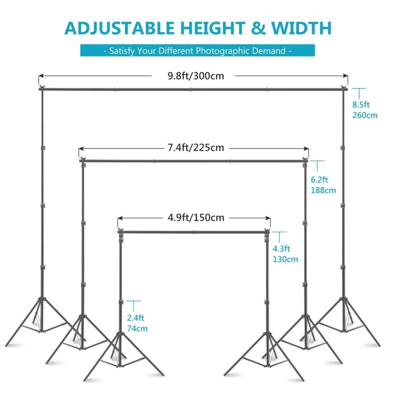 Neewer Complete Photography Lighting Kit: 8.5x10feet Background Support System/800W 5500K Umbrellas Softbox Continuous Lighting - Image 3