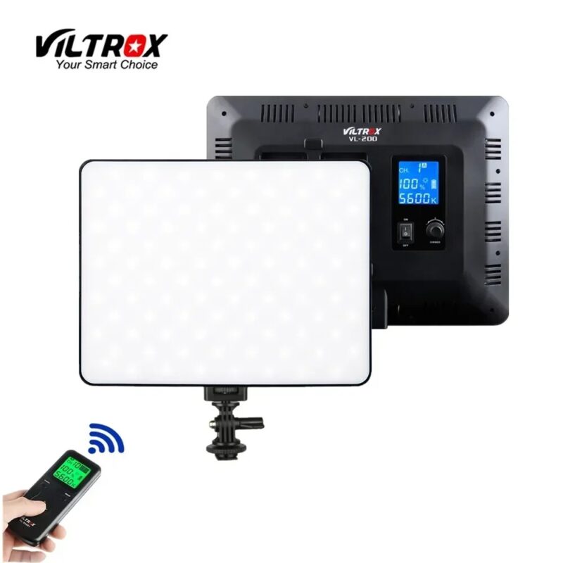 VILROX 30W VL-200T Bi-color Dimmable Wireless Remote LED Video Light Panel Lighting Kit+75" Light Stand for Studio Shooting - Image 2