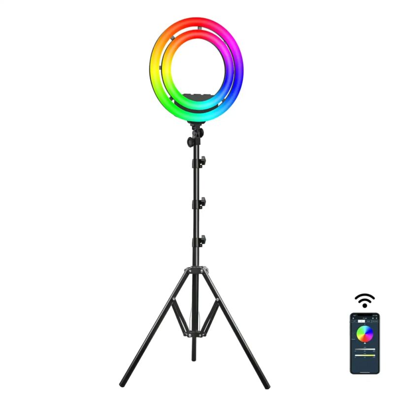 GVM 18" Selfie Ring Light 50W Double-Layer LED RGB Camera Light Ring For YouTube/Live Broadcast With Tripod Stand Lamp - Image 3