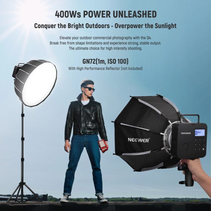 NEEWER Q4 400Ws 2.4G TTL Outdoor Studio Flash Strobe (New Look),1/8000 HSS 2800mAh Battery Powered Photography Monolight - Image 3