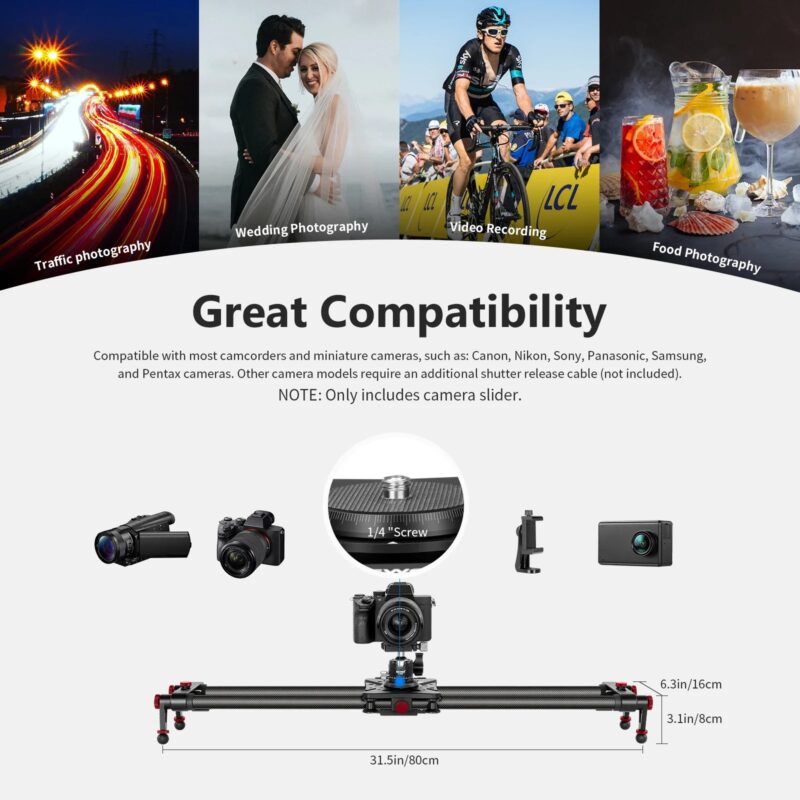 Neewer Motorized Camera Slider 2.4G Wireless Control Carbon Fiber Dolly Rail Slider Support Video Mode Time-Lapse Photography - Image 3