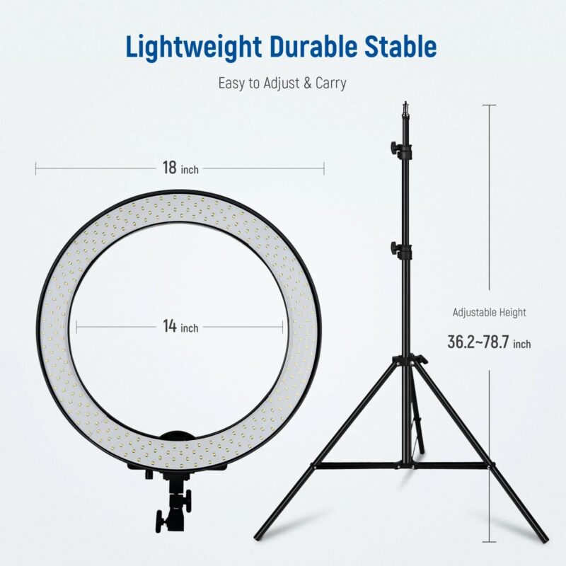 Neewer 18-inch Outer Dimmable SMD LED Ring Light Lighting Kit For Smartphone Camera Portrait Make Up YouTube Video Shooting - Image 4