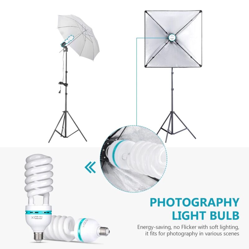 Neewer Complete Photography Lighting Kit: 8.5x10feet Background Support System/800W 5500K Umbrellas Softbox Continuous Lighting - Image 4