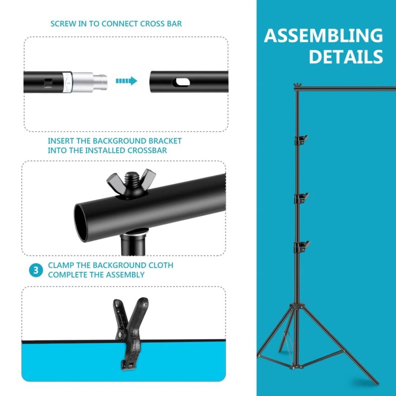 Neewer Complete Photography Lighting Kit: 8.5x10feet Background Support System/800W 5500K Umbrellas Softbox Continuous Lighting - Image 5