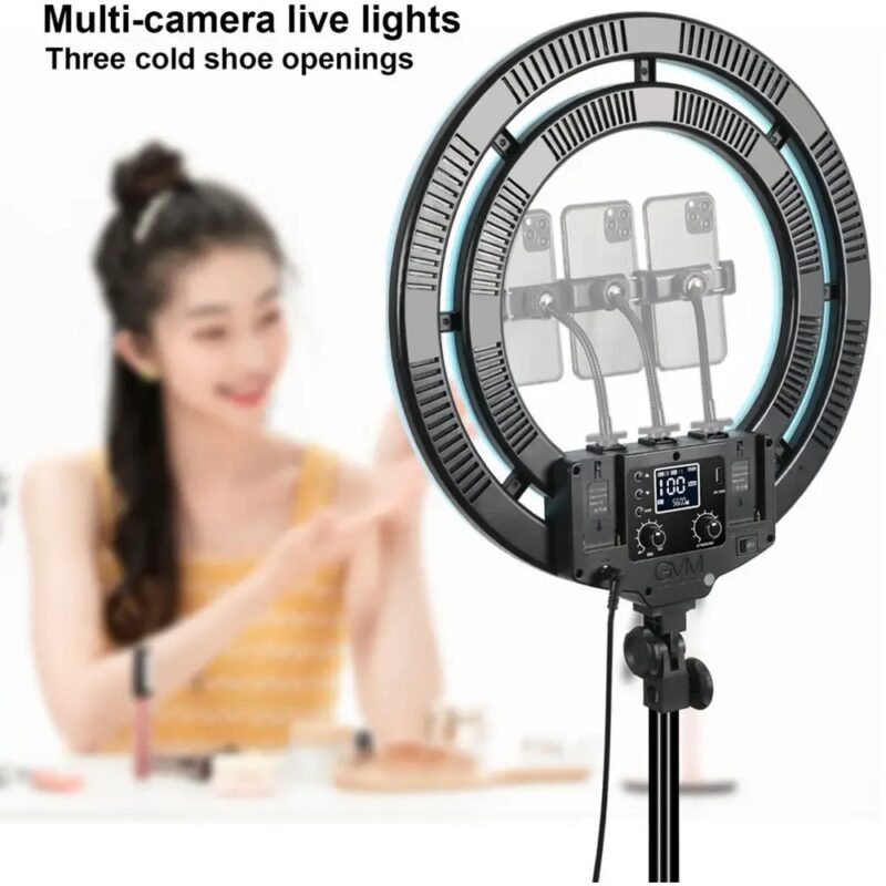 GVM 18" Selfie Ring Light 50W Double-Layer LED RGB Camera Light Ring For YouTube/Live Broadcast With Tripod Stand Lamp - Image 6