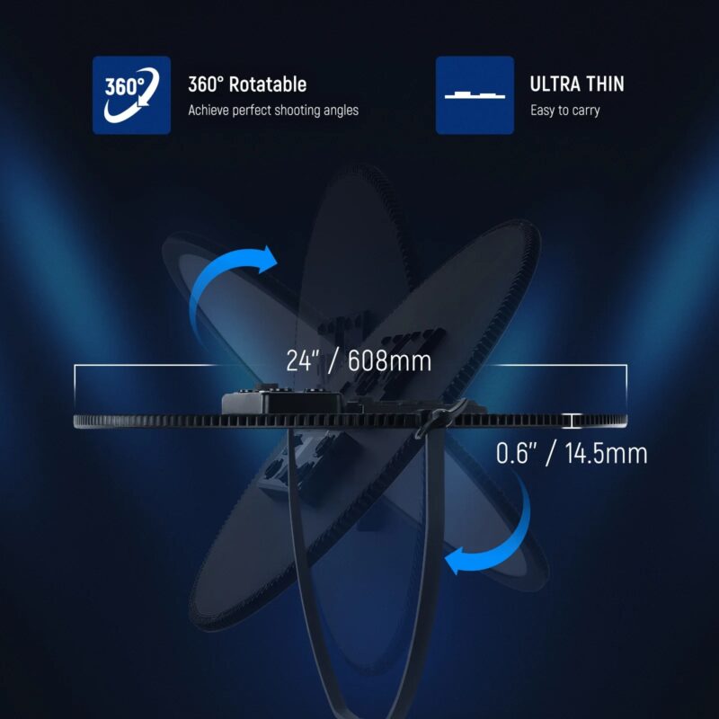 NEEWER Round Panel Video Light With 2.4G & DMX Control, 24inch 120W Bi-Color Edge Lit LED Flapjack Light With Bag-NL-500ARC/NL-360ARC/NL-200ARC - Image 7