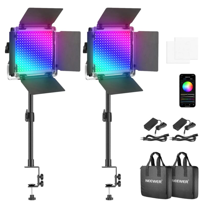 Neewer 2-Pack 530 PRO RGB Led Video Light With APP Control, CRI 97+ For Streaming, Zoom, YouTube, Video Conference, Photography - Image 2