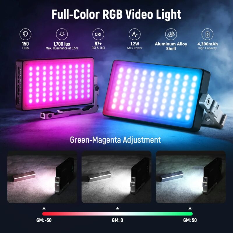 NEEWER SL90 RGB Video Light， 12W 4300mAh Rechargeable Battery Full Color 18 Light Effects， LED Camera Light， App & 2.4G Control - Image 4