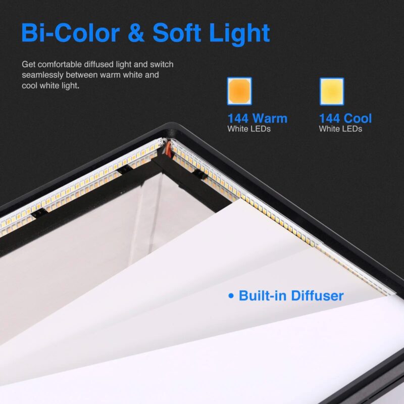 Neewer 288 Large LED Video Light Panel, 45W Bi-color Dimmable LED Light For YouTube Game Video Live Stream Photography - Image 6