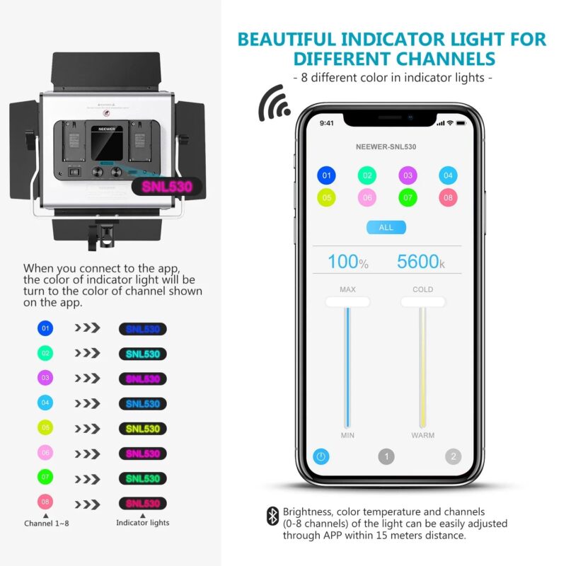 Neewer 530 LED Video Light, Dimmable Bi-Color Photography Lighting Kit With APP Intelligent Control System Professional - Image 6