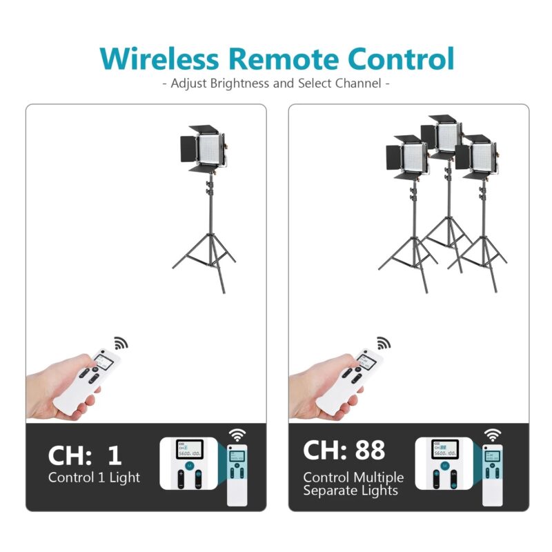 Neewer 2 Packs 480 LED Video Light Photography Lighting Kit, LED Panel With 2.4G Wireless Remote, 480 LED Panel And Light Stand - Image 6