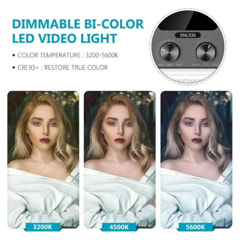 Neewer 2 Packs 530 LED Video Light, Metal Dimmable Bi-Color 3200K-5600K Photography Lighting With APP Intelligent Control System - Image 7