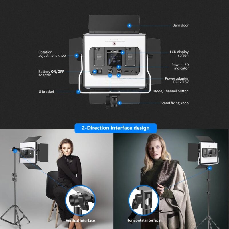 Neewer 2 Packs 530/660 Pro Led Light With APP Control Photography Video Lighting Kit With Stands, Softbox, Dimmable 660 SMD LEDs - Image 7