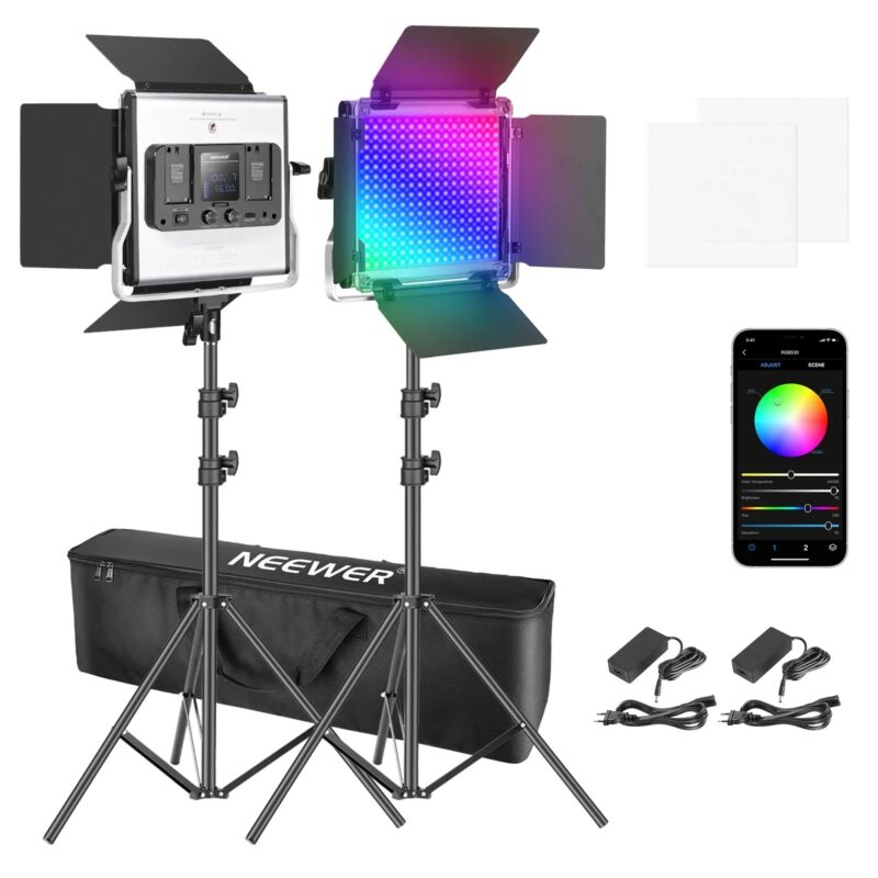 Neewer 2/3 Packs 530 RGB Led Light With APP Control, Photography Video Lighting Kit With Stands And Bag, 528 SMD LEDs CRI95 - Image 9