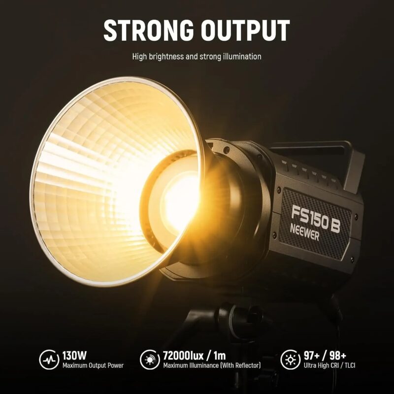 NEEWER FS150B LED Video Light 2.4G/APP Control, 130W 2700K-6500K 72000lux/1m Bi Color COB Bowens Mount Photography Continuous - Image 3