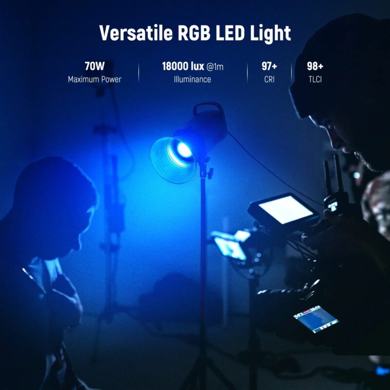 NEEWER LED Video Light Bowens Mount RGB CB60 70W, RGB Full Color 18000 Lux@1m CCT 2700K~6500K CRI 97+ 17 Lighting Scenes App - Image 3