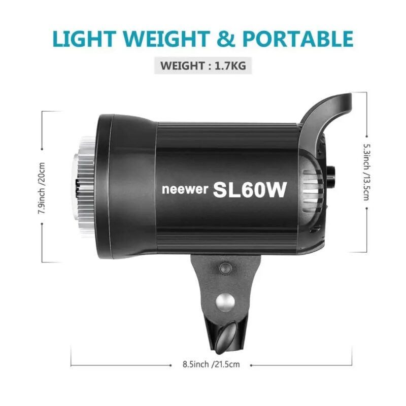 Neewer SL-60W LED Video Light White 5600K Version, 60W CRI 95+, TLCI 90+ With Remote Control And Reflector, Continuous Lighting - Image 3