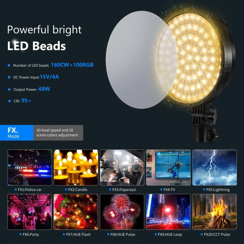 Neewer RGB LED Lighting Kit With 2.4G Remote: 2-Pack LED Light Head With 3200~5600K With Softbox, Stand For Studio Photography - Image 5