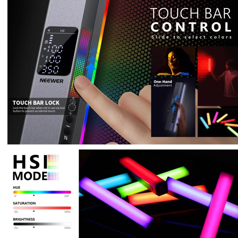 Neewer RGB1 Magnetic Handheld Light Stick With Touch Control&App Control, Dimmable 3200K~5600K LED Video Light Built-in Battery - Image 5