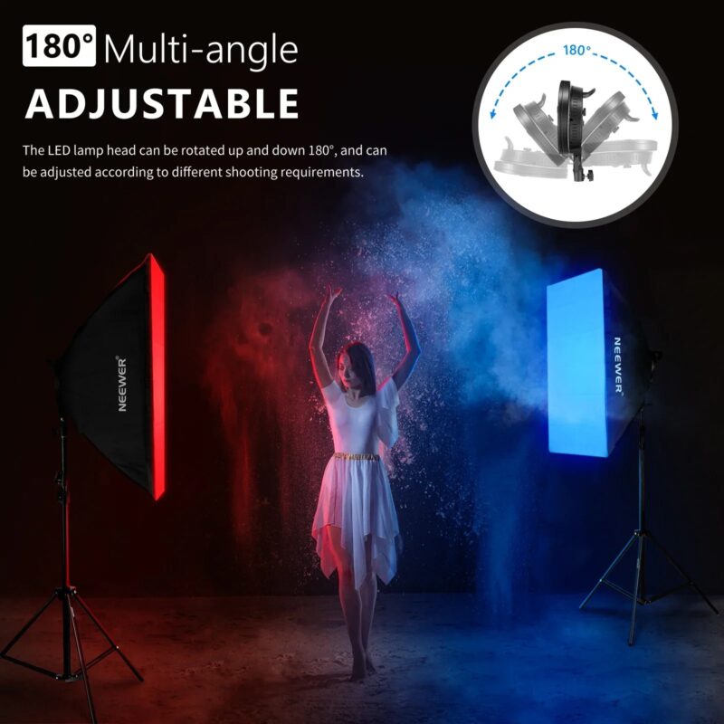 Neewer RGB LED Lighting Kit With 2.4G Remote: 2-Pack LED Light Head With 3200~5600K With Softbox, Stand For Studio Photography - Image 6