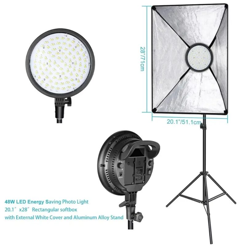 Neewer LED Softbox Lighting Kit: 20x28 Inches Softbox, 48W Dimmable 2-color Temperature LED Light Head With Battery Compartment - Image 6